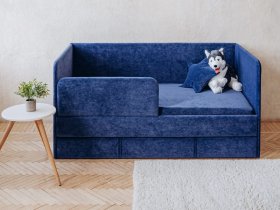 Диван-кровать Happy (синий) в Краснообске - krasnoobsk.mebel-nsk.ru | фото