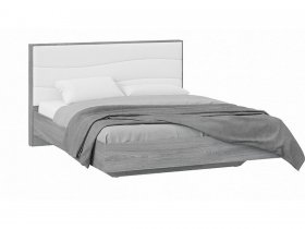 Кровать двуспальная 1,6 м «Миранда» Тип 1 (Дуб Гамильтон/Белый глянец) в Краснообске - krasnoobsk.mebel-nsk.ru | фото
