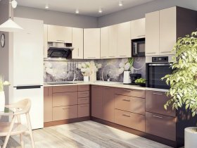 Модульная кухня Классика (ваниль/шоколад) в Краснообске - krasnoobsk.mebel-nsk.ru | фото