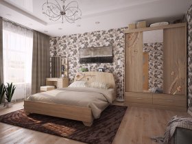 Модульная спальня Виктория-1 (дуб сонома) в Краснообске - krasnoobsk.mebel-nsk.ru | фото