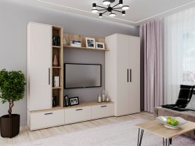 Модульная стенка Верона (сатин/дуб крафт серый) в Краснообске - krasnoobsk.mebel-nsk.ru | фото