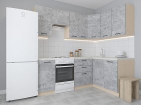 Модульная угловая кухня 1,4м*2,1м Лада (цемент) в Краснообске - krasnoobsk.mebel-nsk.ru | фото